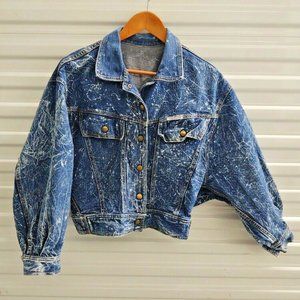 The Boss! Vtg 1980s Crackle Shatter Denim Jacket